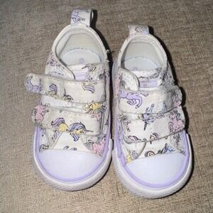 Converse Unicorn Sneakers Double Strap Baby Girl Shoes Purple Trim Size 2